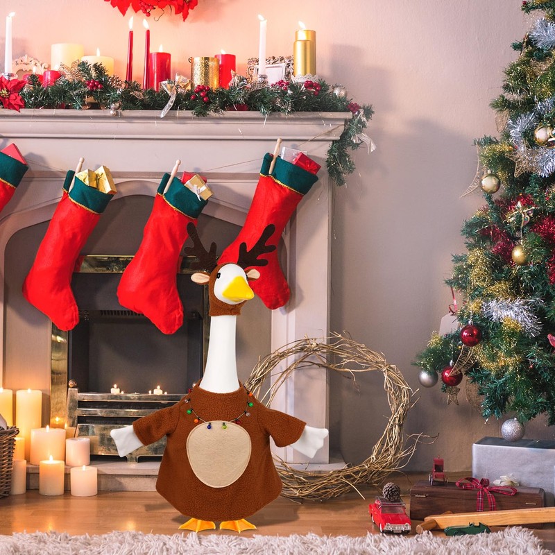 Aymolas Christmas Goose Outfit Reindeer Porch Goose Outfits Xmas Yard