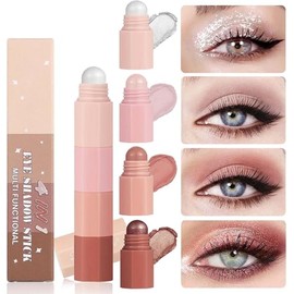 4 Colour Sombra de Ojos Stick Sets, En Barra Eyeshadow  Impermeabilización Sombra de Ojos, Textura Suave de Larga Duracióny Cómfortable, Para Todas...