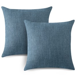 Artscope Set of 2 Cushion Covers, Plain Throw Cushion Cover, Linen Cushion Covers, Modern Decorative Cushion Cover Set, Cushion Case for Sofa, Bedroom, Home Decor, Blue, 60 x 60 cm