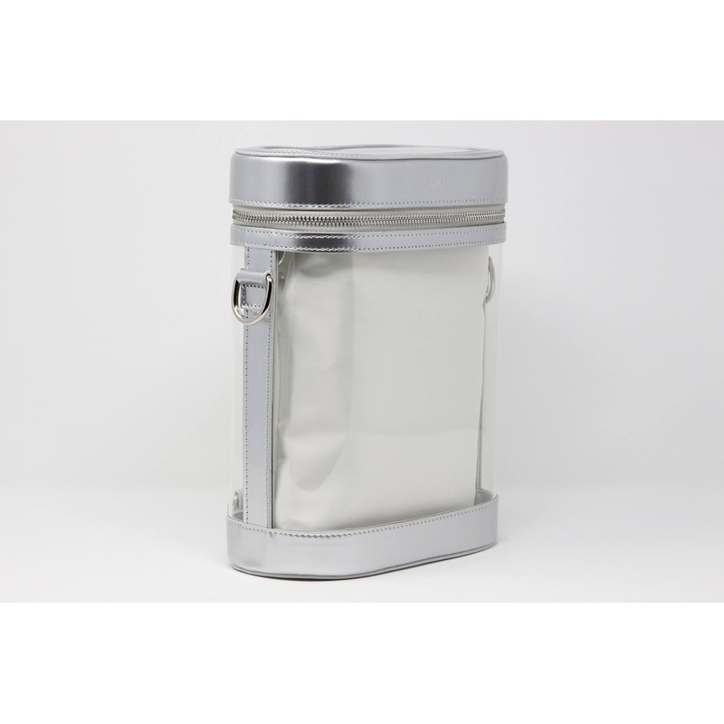 DOMINIE Clear Backpack Silver Holographic Leather Trim with Removable Interchangeable