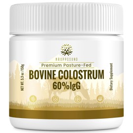 Kroppssund Bovine Colostrum Powder Supplement 3000 mg - Extra High 60% IgG Bovine Colostrum - Gut, Bone, Exercise, Immune - 50 Servings (1 Bottle)
