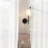 Globe Electric 51859 Clarissa Wall Sconce, Matte Black, White Fabric