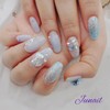 ❣️ Blue Sapphire Shimmer Handmade Nail Tips ✨ - Long