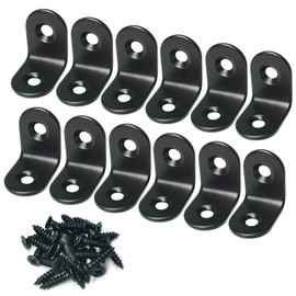 Corner Brace Alamic Right Angle Bracket Stainless Steel Black Corner Braces Joint Right Angle Bracket Shelf Bracket with Screws 20 x 20mm - 12 Pcs