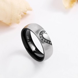 Promise Rings for Women, Wedding Bands for Her Stainless Steel I Love You Black Women Rings Size 8