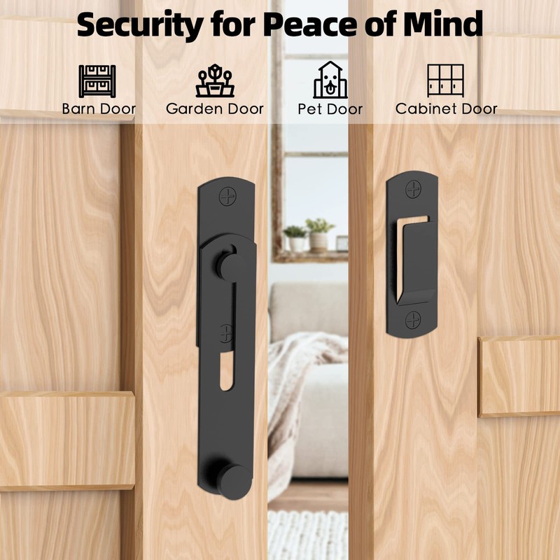 180 Degree Flip Sliding Barn Door Lock for Privacy -