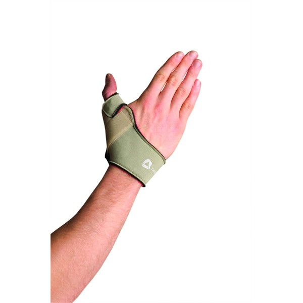 Thermoskin Flexible Thumb Splint, Left,Size Small, Beige, Easily molds to Wrist & Thumb