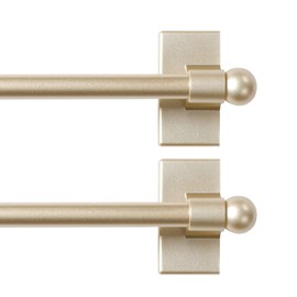 H.VERSAILTEX Magnetic Curtain Rods for Metal Doors Top and Bottom Set of 2 Multi-Use Adjustable Appliances for Iron and Steel Place, Petite Ball Ends, 1/2 Inch Diameter, 9 to 16 Inch, Champagne Gold