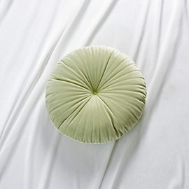 Roslynwood Shelly Round Solid Light Green Velvet Chair Cushion Couch Pumpkin Throw Pillow Home Decorative Seashell Floor Pillow, 16x16 inch