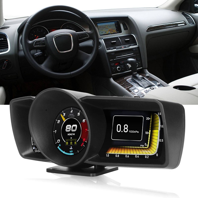 Car HUD OBDII GPS 3 LCD Screen Overspeed Alarm Multifunction