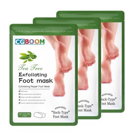 3 Pairs Foot Peel Mask, Tea Tree Foot Exfoliating Mask Socks Calluses Remover Dead Skin, Moisturizing Feet Peeling Mask for Dry Skin,Cracked Heels,Foot SPA Socks for Women and Men