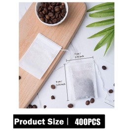 400 PCS Tea Bags for Loose Leaf Tea, Empty Tea Bags with Drawstring Spice Bags for Reusable Loose Tea Filter(2.7Inch x 3.5Inch) (400PCS)
