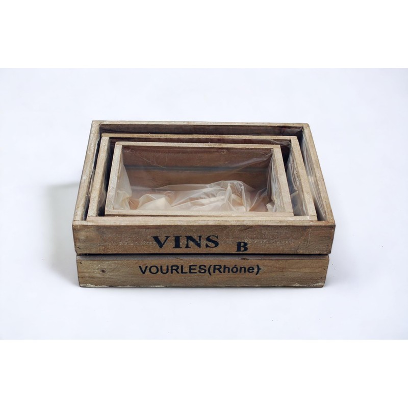 Decorative Wooden Wine Boxes, Set of 3