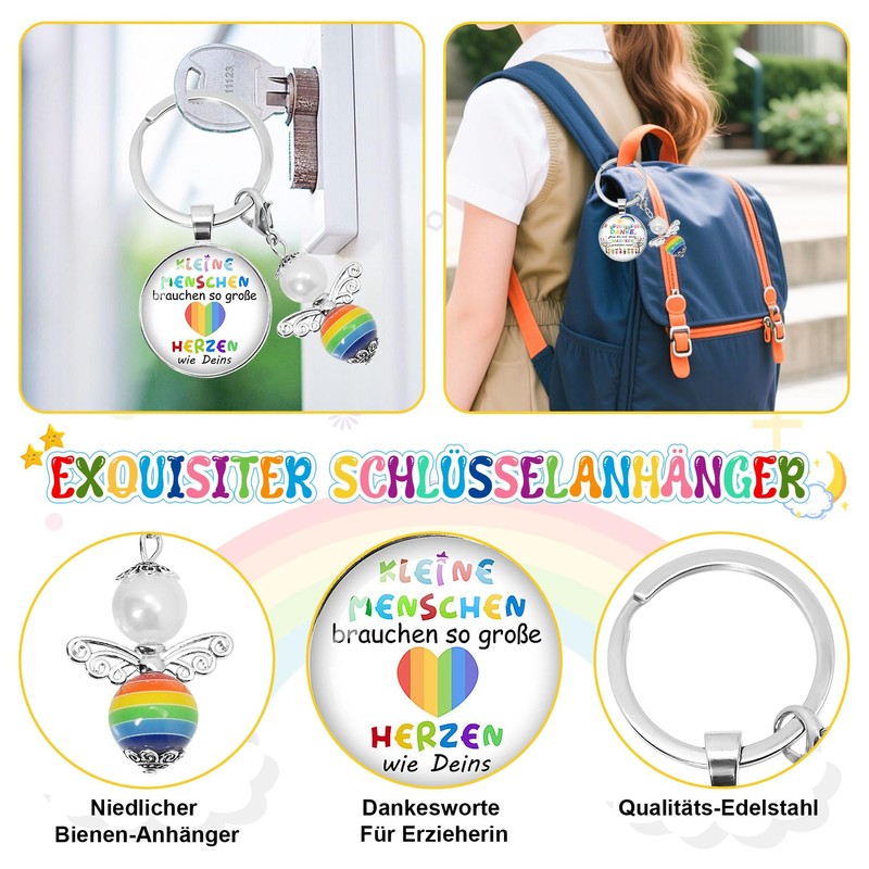 Forbabe 2 sets teacher gift key ring cosmetic bags