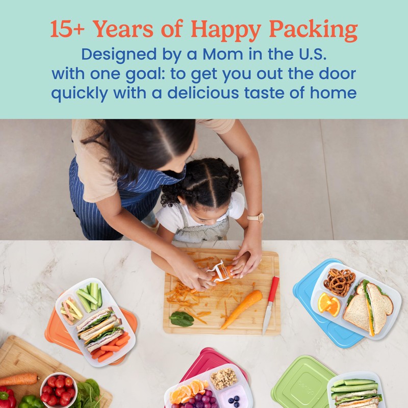 Bentgo Easyboxes - Original Stackable Lunch Boxes - Reusable 3-Compartment