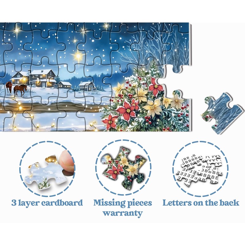 Winter Country Puzzles for Adults 1000 Pieces, Snowy Cowboy Boots