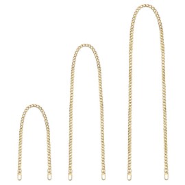 ASTER 3 Pieces Purse Chains Replacement Flat Chains Gold Bag Chains Shoulder Straps Chain, with Metal Slide Hook Buckles for DIY Handbags Crossbody Bag Crafts Making(Gold)