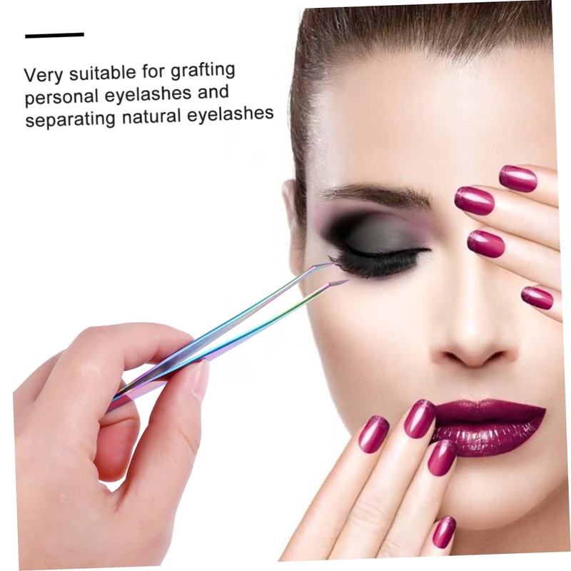 Baluue 1 Set Stainless Steel Eyelash Tweezers Makeup Clamp for