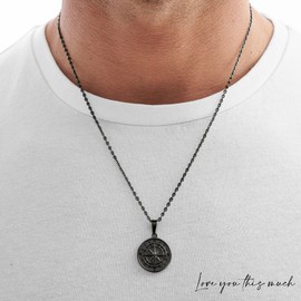 Love You This Much To The Graduate Compass Necklace, Graduate Gift for Him, Best Gift for College Graduate, Gift for New Graduate, Graduation Gifts for Him (Compass Necklace, Gunmetal Black)