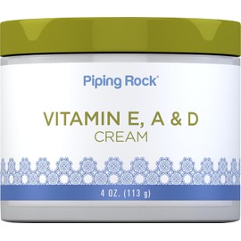 Piping Rock Vitamin E, A & D Cream | 4 Ounces | Moisturizing for Face and Body | Non-GMO, Gluten Free formula