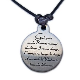 Serenity Prayer Medallion Leather Necklace