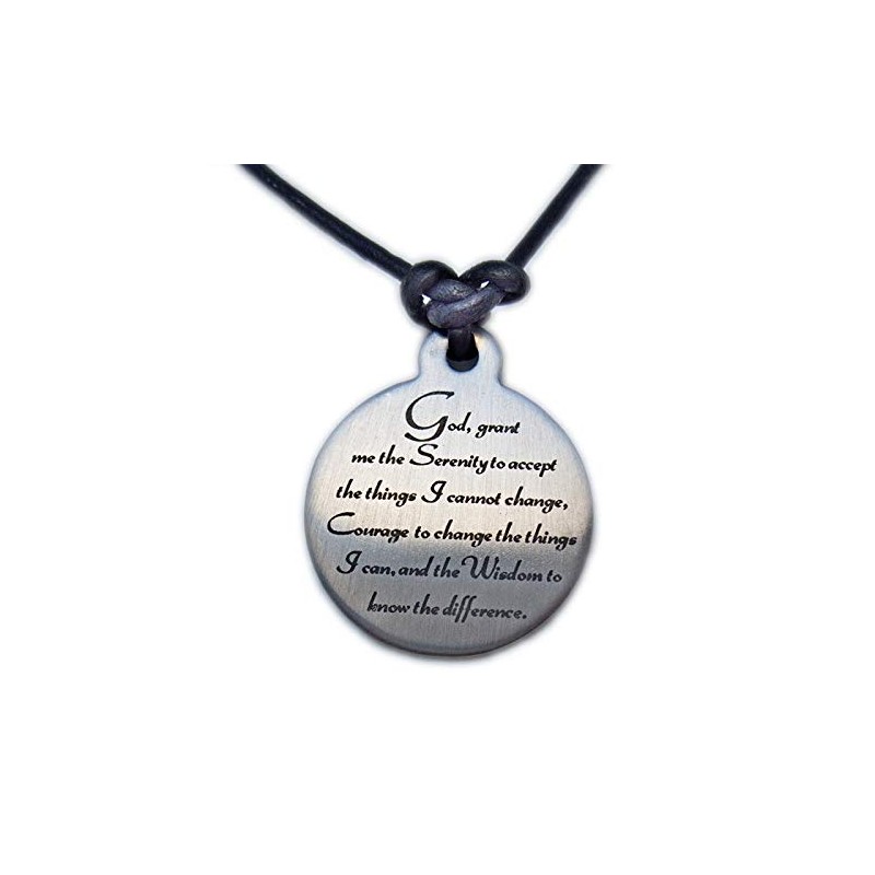 Serenity Prayer Medallion Leather Necklace