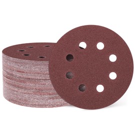 HARFINGTON 150 Pcs 5 Inch Sanding Disc 8 Hole 80 Grit Hook and Loop Sandpaper Random Orbital Sander Pads for Woodworking Automotive Metal Polishing