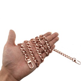HAHIYO Purse Chain Strap Length 39.4 inches Rose Gold for Shoulder Cross Body Sling Purse Handbag Clutch Replacement Strap Comfortable Flat 0.4” Wide Enough 2.4mm Extra Thick Metal Strap 1 Pack