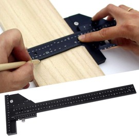 T-Type Dual Function Scriber Rulers, Woodworking Multifunctional T Ruler Measuring Carpentry Marking Gauge Carpenter DIY Wood Measure Ruler Crossed Scribing Drafting Tools for Workshop