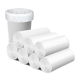 112 Count-4 Gallon Trash Bag, White Trash Bags, Bathroom Trash Bags Small Garbage Bags for Bathroom Can,White 4 Gal Small Trash Can Liners（7 Rolls）