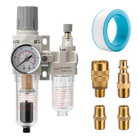 LNCHKA Air Pressure Regulator with Pressure Gauge(0-150PSI),Water Separator for Air Compressor Auto Drain 1/4 NPT Threaded Interface