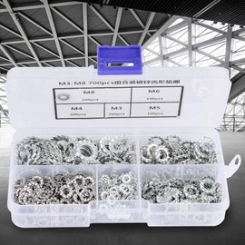 700Pcs Galvanized Toothed Washer Flat Set Toothed Lock Washer Fasteners Assortment Kit Tool M3-M8 Combination ,Gasket Retaining Ring