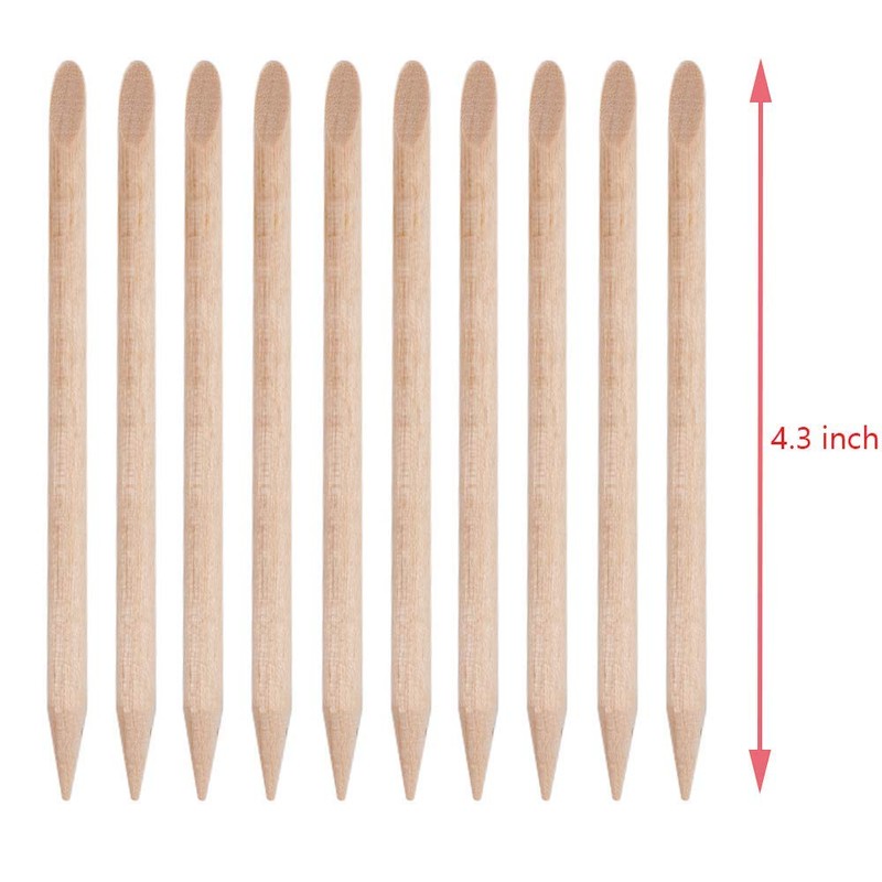 100 Pieces Orange Wood Sticks Nail Art Cuticle Stick for
