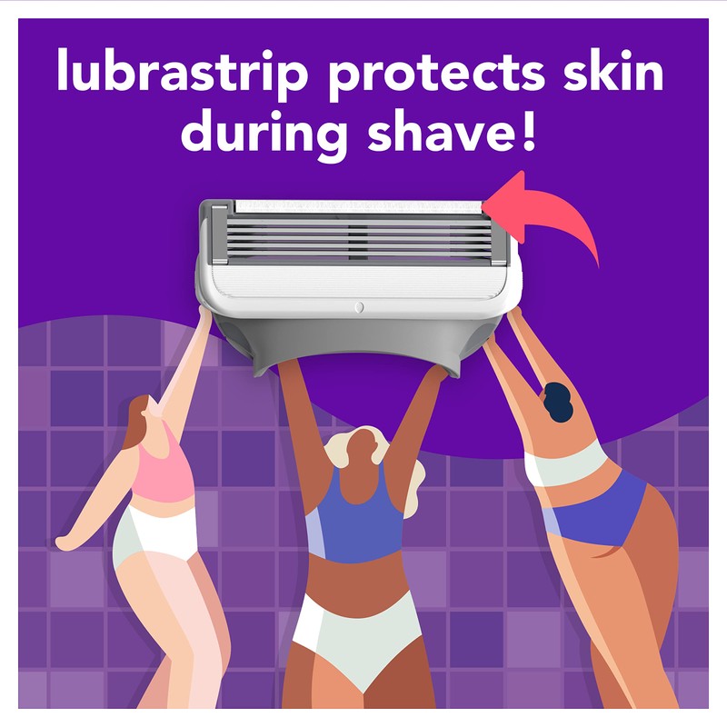 joy Womens Razor Blade Refills, 12 Count, Purple, Lubrastrip to