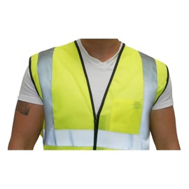 OccuNomix Safety Vest for Men, High Visibility, Class 2, 2" Reflective Tape, Ultra Light 3.8 oz Bird's Eye Breathable Mesh, Rapid Cooling, 100% ANSI, 1 Chest Pocket, ECO-GC-Y2/3X, Yellow