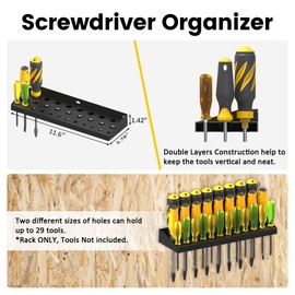 UNITEDPOWER Wall Mount Hand Tool Storage Set, Screwdriver Organizer, Pliers Holder, Hammer Rack, Metal Hardware Tray for Garage Workshop Workbench - 4 Pack