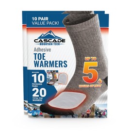 Cascade Mountain Tech Extra Long Lasting Air-Activated Toe Warmers Value Pack - Up to 5 Hours of Heat (20-Pack)