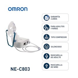 OMRON NE-C803-LA – Nebulizador de compresor Portátil para Niños y Adultos, Uso Práctico y Seguro