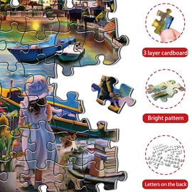 Summer Lake Jigsaw Puzzles for Adults 1000 Pieces, Sunset Landscapes Puzzles for Kids Teens Family Puzzle Toys Educational Intellectual Decompressing Challenging Fun Game Size 27" x 20"