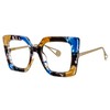 Zeelool Readers Oversized Square Blue Light Blocking Reading Glasses for Women Qatar ZOP01892 (Blue-Black, 2.00)