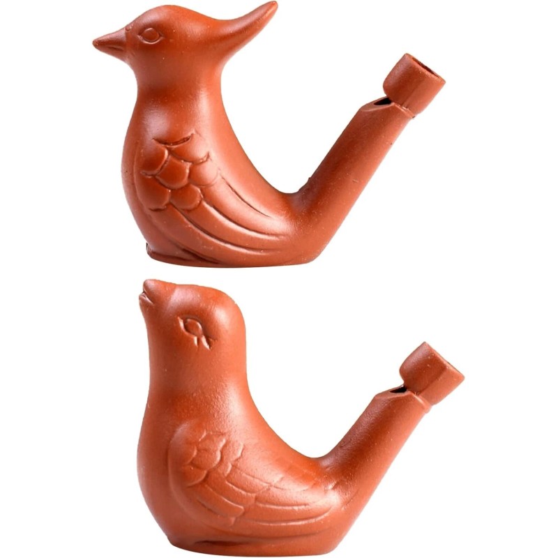 Handcrafted Clay Bird Water Whistles - 2 Unique Styles for