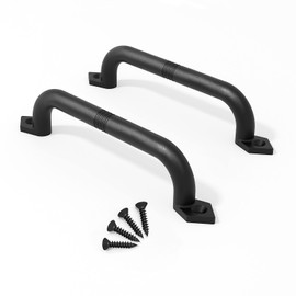 EaseLife 10" Barn Door Pull Handle, Rustic Black Cast Iron Grab, Gate Handles, Easy Install, 2 Pack