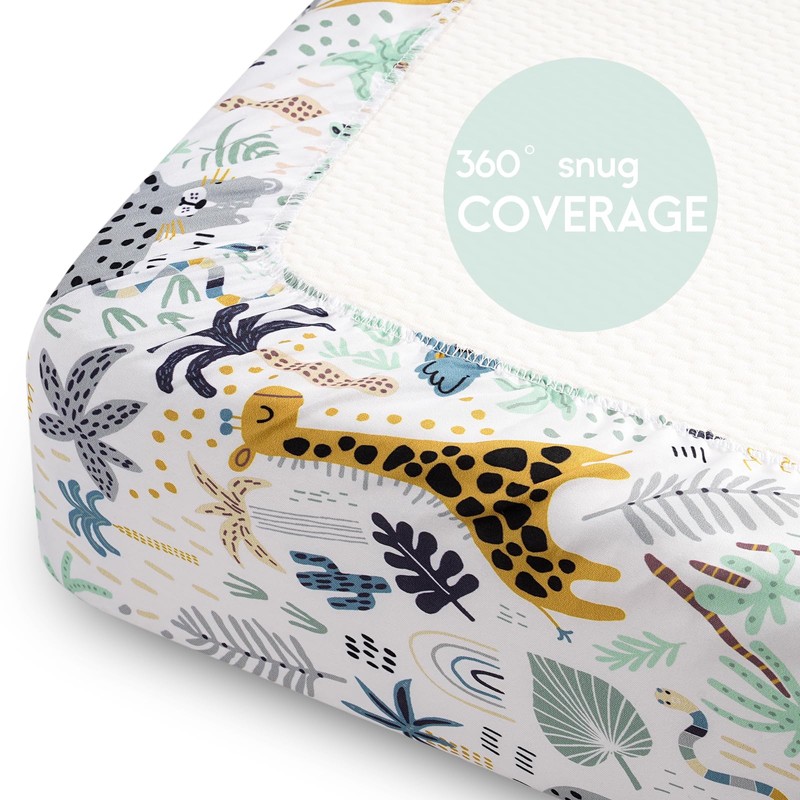 Yoofoss Pack and Play Sheets Fitted, Mini Crib Sheets 2-Pack