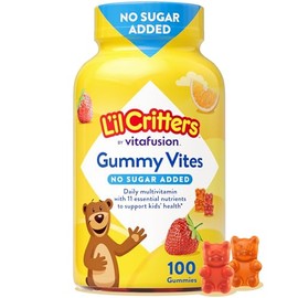 L'il Critters Gummy Vites - Multivitamínico diario de gomitas sin azúcar añadido para niños de 2 años en adelante, vitamina C, D3 para sabores inmunológicos, fresa y naranja, 100 gomitas