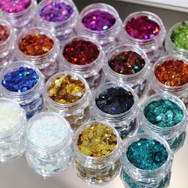 Original Glitter Nail Art: Pink Mix DIY Laser Metal Irregular Flakes Free Size/Lilac Purple 15ea