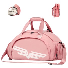 FIORETTO 30L Sports Gym Bag with Wet Pocket & Shoe Compartment, Sports Holdall Backpack for Men Women Pink