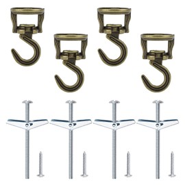 INCREWAY Swivel Swag Hooks, 4 Set Heavy Duty Swivel Ceiling Hooks, Ceiling Mounting Hooks with Hardware Screws and Toggle Wings for Hanging Plants, Chandeliers Baskets (Antique Brass)