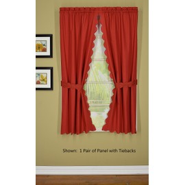 Today's Curtain Orleans 84" Panel Pair with Tiebacks Tambour Scallop Edge Curtain, Brick Red, 60" W X L/Tb