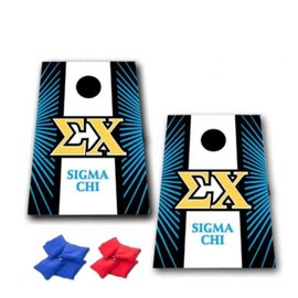 VictoryStore Cornhole Games - Sigma Chi Cornhole Bag Toss Game - Starburst and Stripe - 8 Bags Included