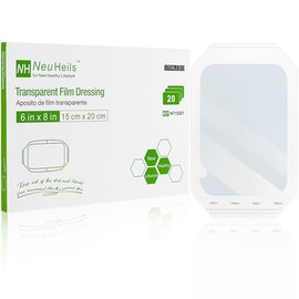 NEUHEILS Vendaje De Película Transparente, Tamaño 6'' X 8'', 20 Paquetes, Vendajes Para El Cuidado Posterior De Tatuajes, Parche Grande Impermeable Para Cubrir Heridas, Protector De Ducha Posquirúrgic